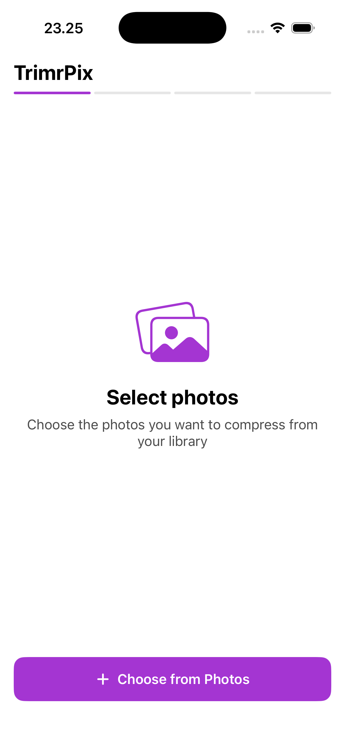 TrimrPix select photos screen